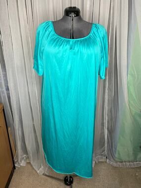 nightgown satin teal vintage